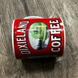 1980s Dixieland Coffee mug, red and white, 3.5" tall and 3" wide coffeemug